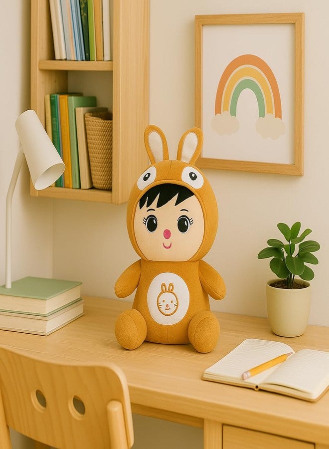 Fun4you Cute Boy Doll with Bunny Cap | Soft & Huggable 25 CM Plush Toy for Kids | Washable Safe Stuffed Toy for Birthdays | Brown (Pack of 1) - Image 5
